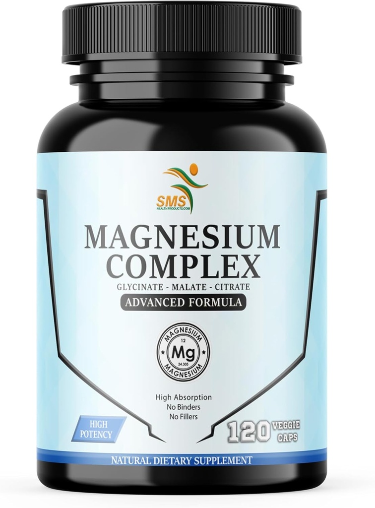 Magnezu Complex 124; 470mg Magnezu Glycinate, Malate, & Citrate for Muscles, Nerves, & Energy Baltic 124; Wysoka absorpcja 124; Wegan, Non-GMO 124; 120 Kapsułki