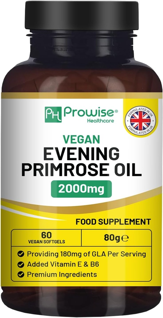 Веган вечер Primerose Oil 2000mg с витамин E & B6  год. 60 Веган Softgels.