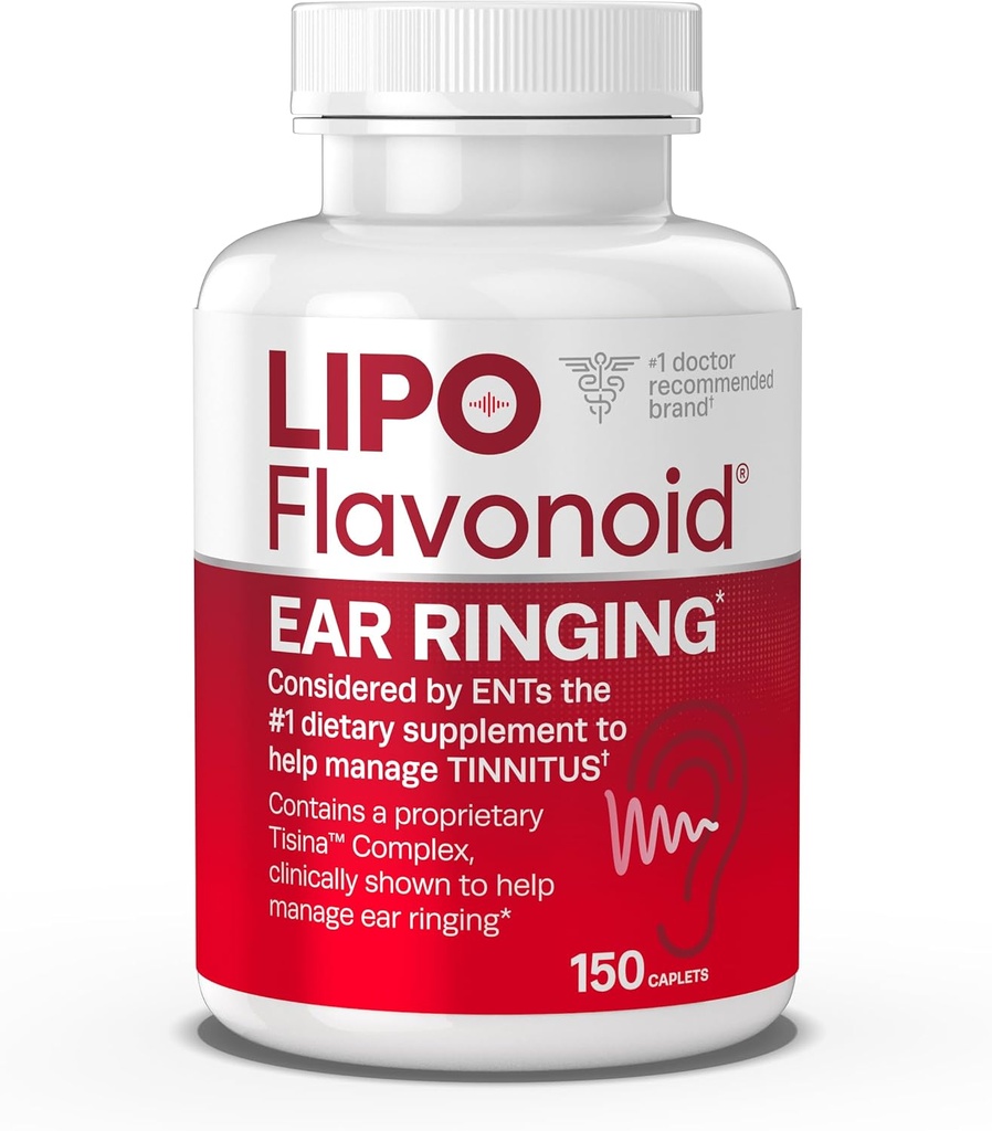 Lipo-Flavonoïde Plus Tinnitus Relief - Doctor-Aanbevolen voor Ring Oor - Klinisch-bewezen Citroen Bioflavonoïde Complex met Vitaminen C, B1, B2, B6, B12, & Calcium - 150 Capletes