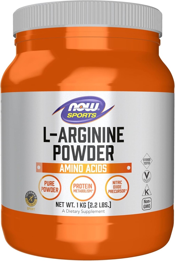 NOW Foods Sports Nutrition, L-Arginin-Pulver, Nitric Oxid Precursor, Aminosäuren, 2.2-Pound