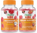 Lifeable Magnesium Kids + Imunity Support Kids, Gummies Bundle - Velký Ochutnávání, Vitamin dodatek, Lepek zdarma, GMO zdarma, Žvýkací žlab