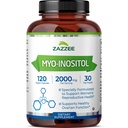 Zazzee Myo-Inositol Capsules, 2000 mg per Serving, 120 Vegan Capsules, Ideal Dosage for 40:1 Ratio, Certified Kosher, Hormone Balance & Healthy Ovarian Function Support, Non-GMO, Made in the USA