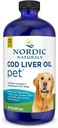 Nordic Naturals Pet Cod Liver Oil, Unflavored - 16 oz - 1048 mg Omega-3 Per Teaspoon - Olej rybny dla psów z EPA & DHA - Promotes Skin, Coat, & Immune Health