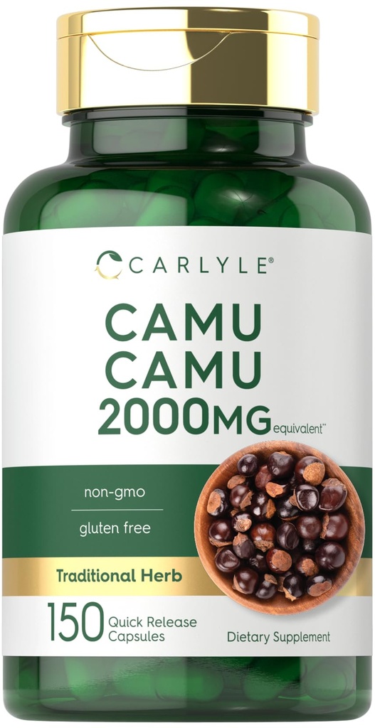 Carlyle Camu Camu with Vitamin C | 150 Capsules | Herb Extract Supplement | Myrciaria Dubia | Non-GMO and Gluten Free