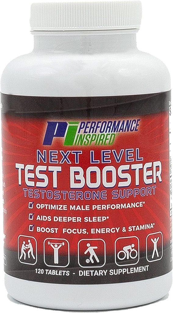 VÝKONNOST INSPIRED Next Level Test Booster - Testosteron Support - Ashwagandha Root Extract - Energy, Stamina & Recovery - 120 Počet