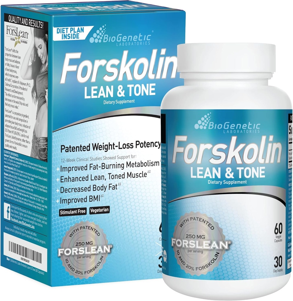 BioGenètica Labs Forskolin Lean i to - Pesos Los Pills - Cos Toning Fat Burder i Manteniment de Massa Muscle per als homes i dones Appettei - 60 Capelles - Vegetarian