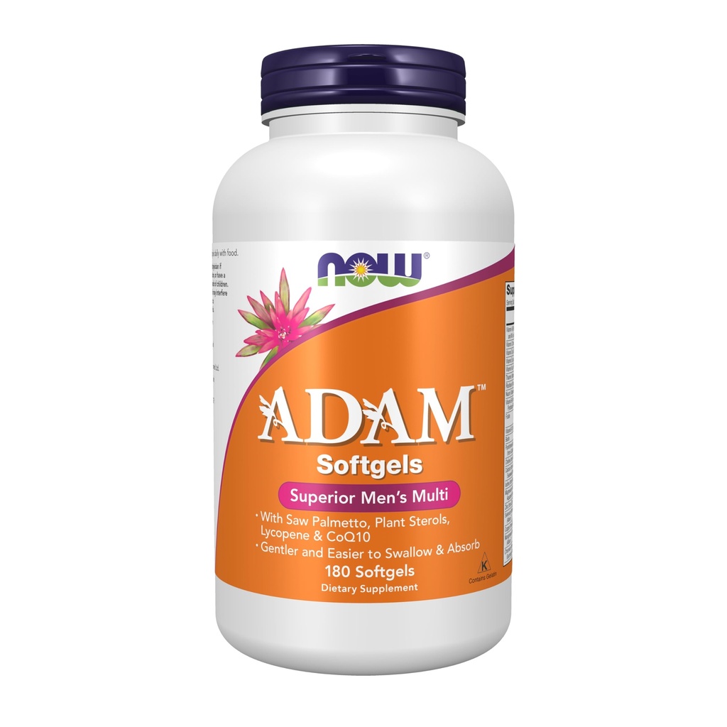 NOW Foods Supplements, ADAM™ Men's Multivitamin with Saw Palmetto, Plant Sterols, Lycopene & CoQ10, 180 Softgels