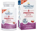 Naturals nórdicos DHA pré-natal, morango - 120 géis macios - 830 mg Omega-3 + 400 UI Vitamina D3 - Suporta o desenvolvimento do cérebro em bebês durante a gravidez e amamentação - Não-GMO - 60 Servings