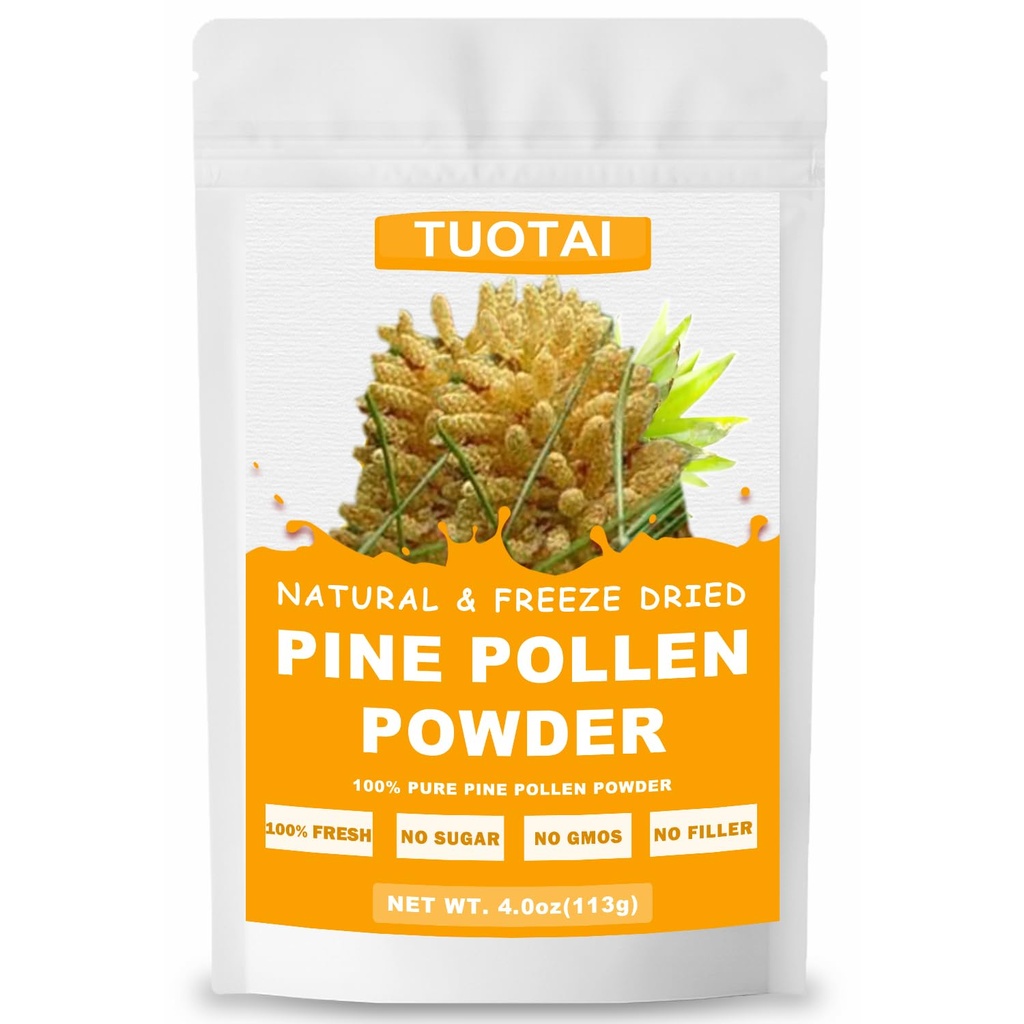 Premium Pine Pollen Powder, 100% Natural Powder, No GMO, No Additives, Vegan