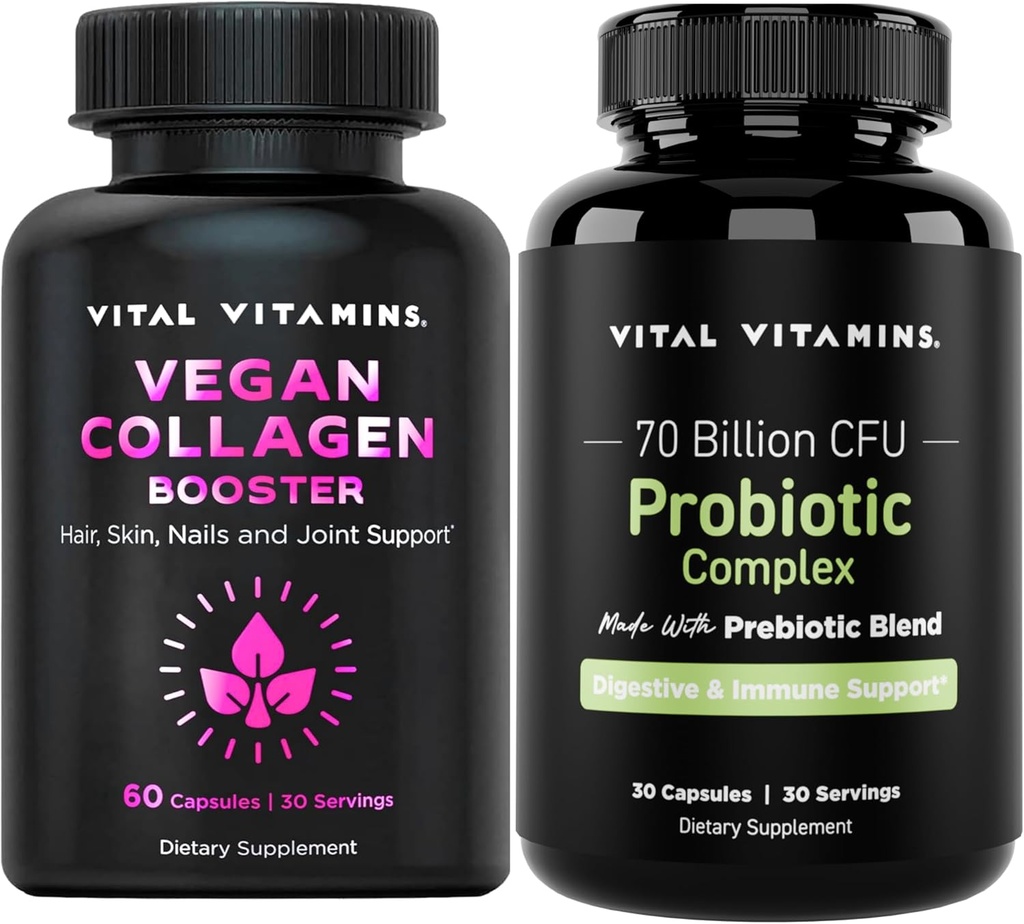 Vital Vitaminas Vegan Collagen Booster + Complexo Probiótico