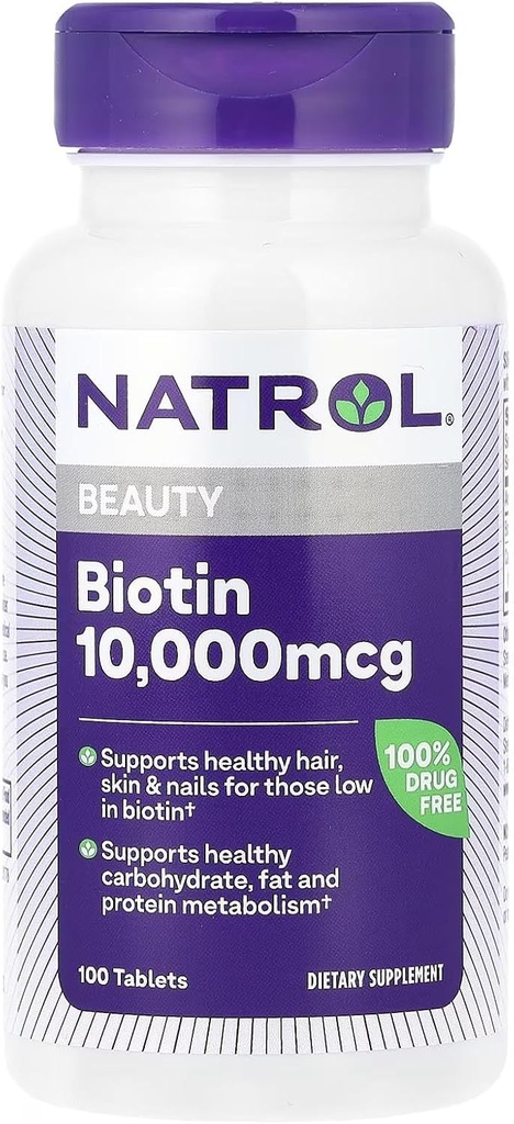 Natrol Biotin Max 10000 Mcg, 100 แผ่น
