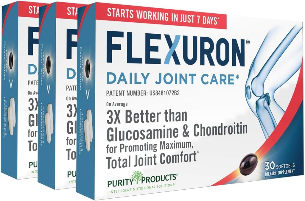 纯度产品 Flexuron 联合公式3X 比Glucosamine和Chondroitin好 -- -- 7天之内开始工作 -- -- Krill Oil、低分子重量的Hyaluronic酸、Astaxanthin -- -- 30个计数(3)