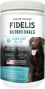FIDELIS Skin & Coat Plus+ Integratore di pelle e cappotto di cane, Omega 3, Vitamina E, Olio di salmone per cani, Acidi grassi, Pelle sana, Cappotto lucido, Adulto, Grande &amp; Piccolo, Made in USA, Sapore di verdure, 120 Soft Chews