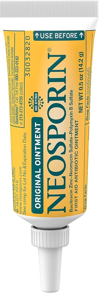 Neosporin Original First Aid Antibiotic Ointment with Bacitracin Zinc for Infection Protection, Wound Care Treatment & Scar Appearance Minimizer for Minor Cuts, Scrapes and Burns,.5 oz