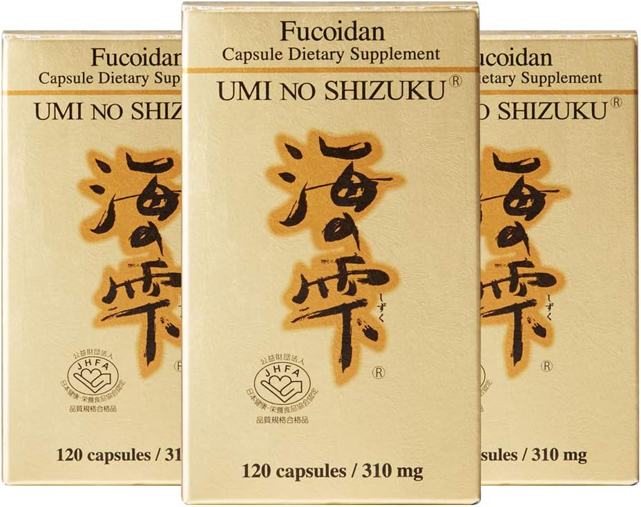 3 bottiglie di Umi No Shizuku Fucoidan Capsule Pure Seaweed Extract Enhanced with Agaricus Mushroom Optimized Immune Support Health Supplement
