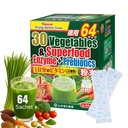Yamamoto Kanpoh YAMAKAN Greens Superfood Powder with prebiotic Fiber & Enzymes for Digestion, 30 Veggies & Young Barley Grass Juice Blend from Japan, Gut Health for Women & Men, 64 Packets