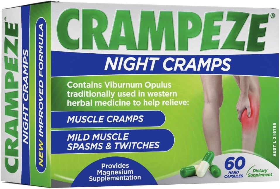 Crampeze Night Cramps Natural Relief of Muscle Cramps, Spasms & Tired Legs 60 Capsules