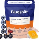 Blueshift Immun Ultra - 5-i-1 Immune Support Powder Drink Mix, immunforsvar Vitamin Supplement med vitamin C, sink, supermat, antioksidanter, Pre og probiotika - Blueberry Acai Pods (14 Pack)