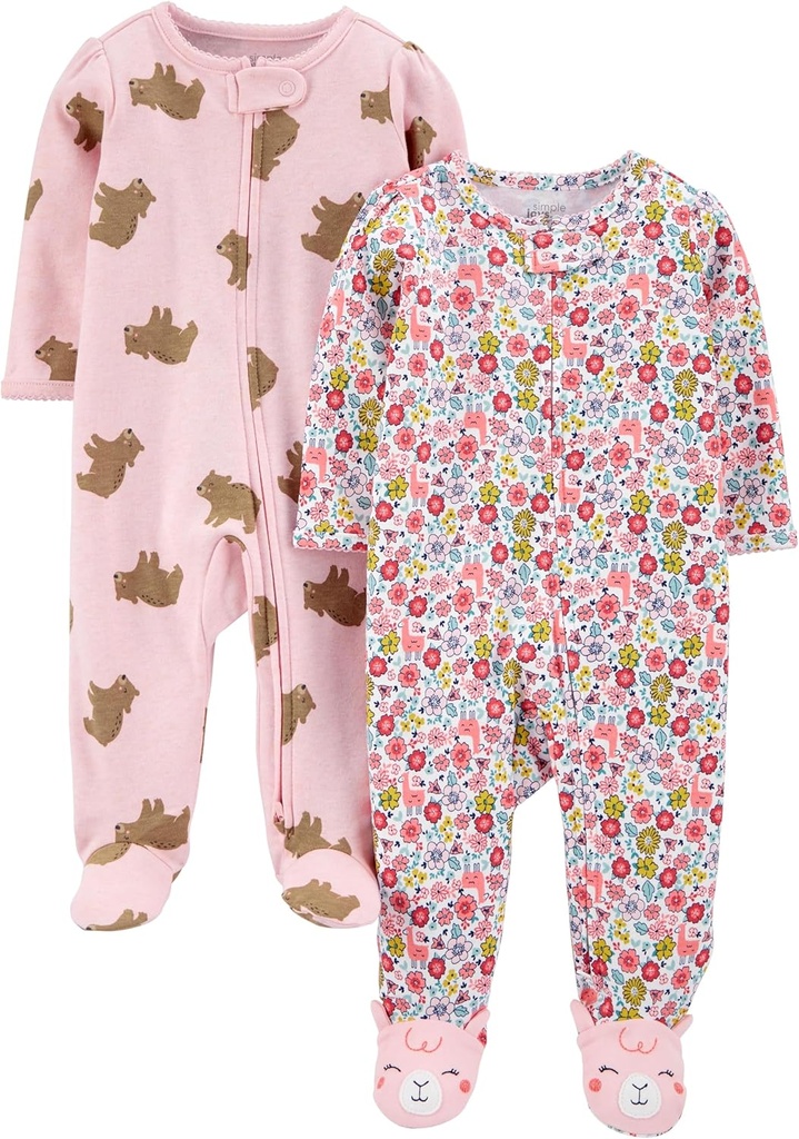 Jostailu sinpleak, Carter's Baby Girls' Cotton Footed Sleep and Play-renak, 2 sorta