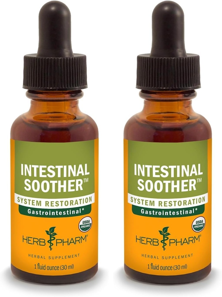 Herb Pharm Certified Organic Intestinal Soother Herbal Formula with Turmeric Extract - 1 Ounce (FIS01) (Pack of 2)