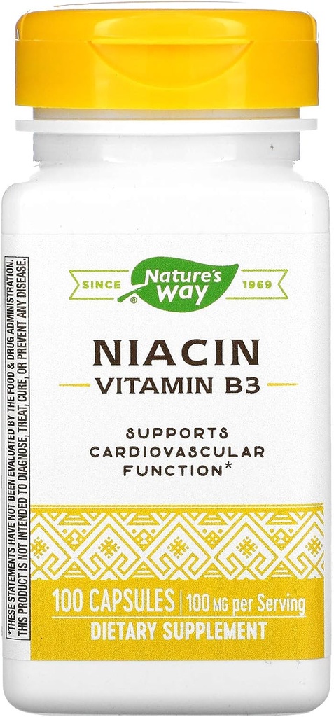 Niacin, Vitamin B3, 100 mq, 100 Kapsül, Memar yolu
