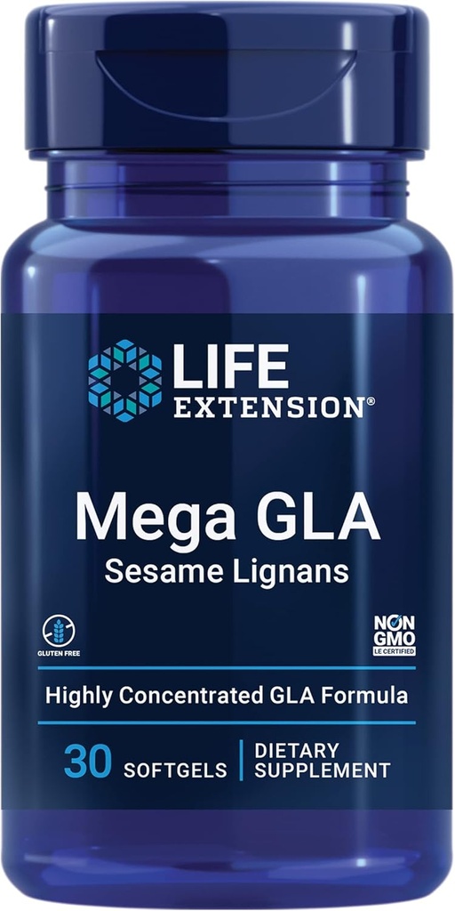 수명 연장 메가 GLA Sesame Lignans, Omega-6 지방산은 건강한 염증성 응답, 글루텐 자유로운, 비 GMO, 30 softgels를 승진시키기 위하여 산을 피로하게 합니다