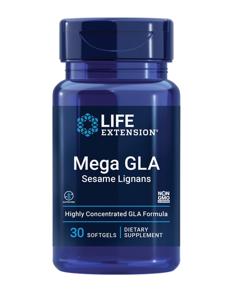 Life Extension Mega GLA Sesame Lignans, Omega-6 Fatty acids to Promote a Healthy inflammatory Response, Gluten Free, Non-GMO, 30 softgels