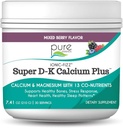 Ionic Fizz Super D-K Calcium Plus por Esencia Pura - con Magnesio Extra, Vitamina D3, Vitamina K2 para Huesos Fuertes y Estrés Soporte - Berry mixto - 7.41oz