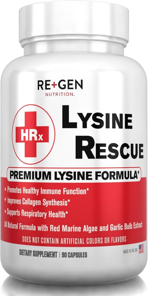 Re+Gen December Lysine Revolution, Amino Decident Supplement for Singer Immun Health & Collagen Sippy in Women & Men, Profiles & Lips & Filth, ธรรมชาติ L-lysine, 90 Capsules, 45 February February