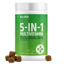 Pet MD 5-in-1 Dog Multivitamin - 30 Key Nutrients for Wellness - 60ct | For Hip & Joint Health, Immune Function, Healthy Skin & Shiny Coat, and Digestive Support - Senior Dog & Puppy Vitamins