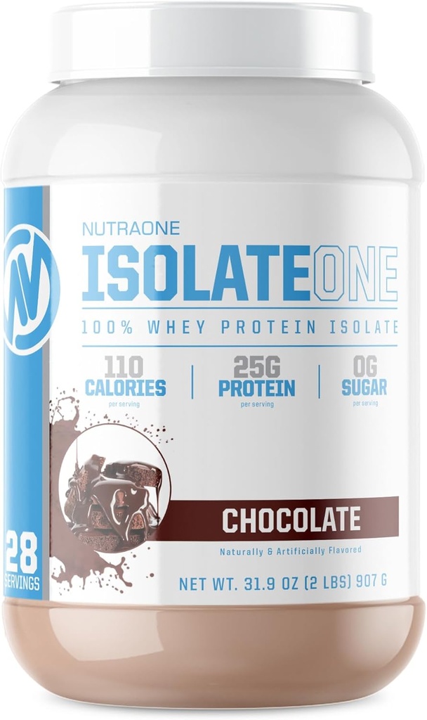 NutraOne IsolateOne Whey Isolate Protein Toz 100% Pure Whey Isolate Toz (Gourmet Chocolate - 2 lbs)