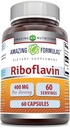 Formula harrigarriak Riboflavin (Vitamin B2) gehigarria | 400 Mg zerbitzuko | 60 kapsulak | Gluten-Free | Made in USA