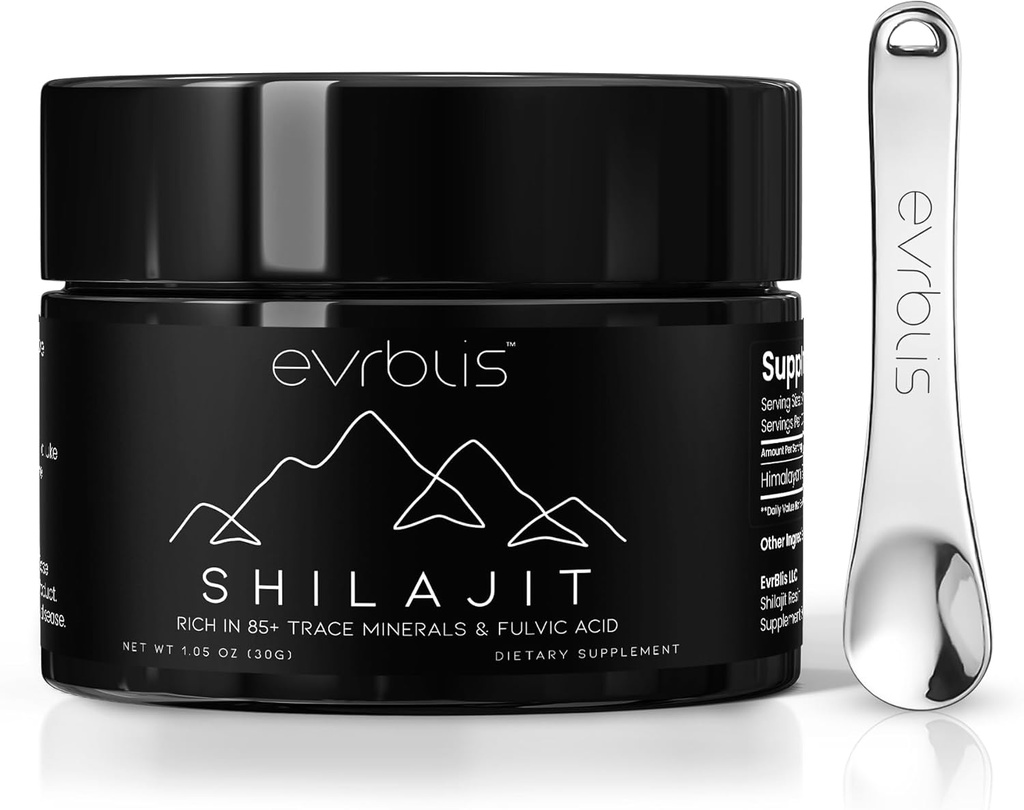 Pure Himalayan Organic Shilajit Resin, Max Potency Gold Grade Shilajit supplement til mænd og kvinder Natural Energy Boost & Immunstøtte med 85 + Trace Minerals & Fulvic Acid (30 Bedste, 60 Servering).