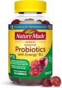 Natureza Probióticos Digestivos e Energia B12 Gummies, Probióticos para Mulheres e Homens, 50 Gummies Probióticos, Suprimento de 25 dias