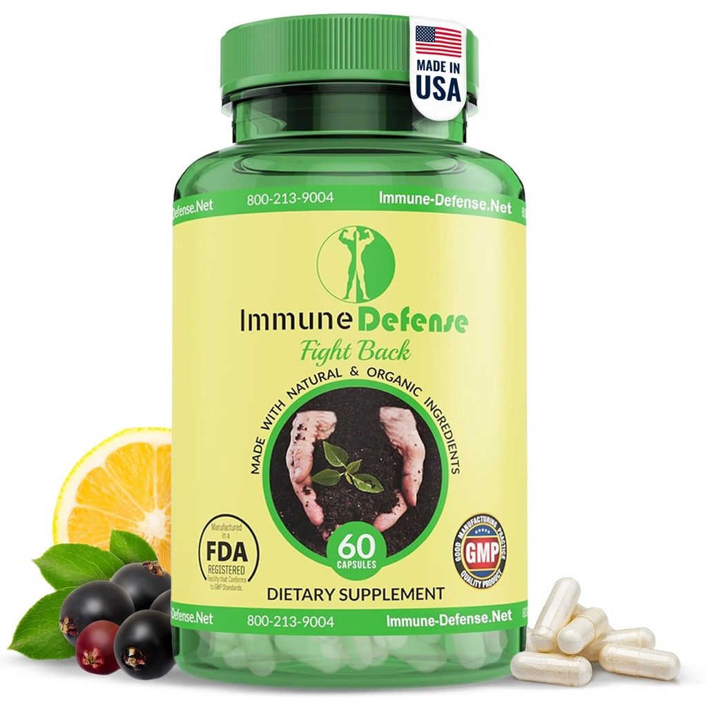 Immune Support Supplement - Natural & Organic Immune Boosters for Adults - Immunity Support with Vitamin C & Vitamin D, Garlic, Ginger, Lemon, Elderberry, Selenium & Zinc - 60 Capsules
