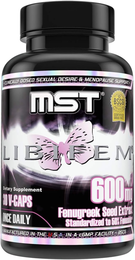 MST Libiffem, Senugreek Seed Extract капсули, Boost Desire, Libido, Arousal и Удовлетвореност Плюс Менопауза Здравна поддръжка, Доплащане за жени, 30 броя, BSCG Certified Drug Free.