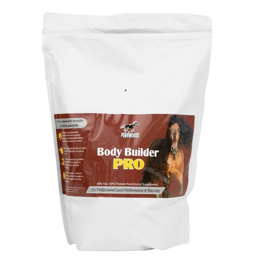 Horse Weight Gain Supplement – Pennwoods Body Builder Pro, 49% Fat High Calorie Formula with Whey Protein, Builds Topline, Muscle & Condition, Ideal for Hard Keepers, 4 lb
