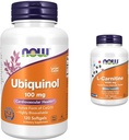 Now Supplements, Ubiquinol 100 mg, alta biodisponibilidade (A forma ativa do CoQ10), 120 Softgels & Suplementos, L-Carnitina 1.000 mg, Forma mais pura, Aminoácido, Suporte Fitness*, 100 comprimidos