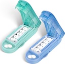 DUBSTAR 2PCS Splitter Pill Cutter pour les petites et petites pilules, Multiple Pill Cutters pour les petites ou grandes pilules, Splitter réglable avec dispositif de centrage et garde-lames (Blue+Cyan)