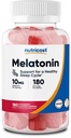 Nutricost Melatonin 10mg, 180 Gummies, Strawberry Flavored - Gluten Free, Non-GMO, No Corn Syrup