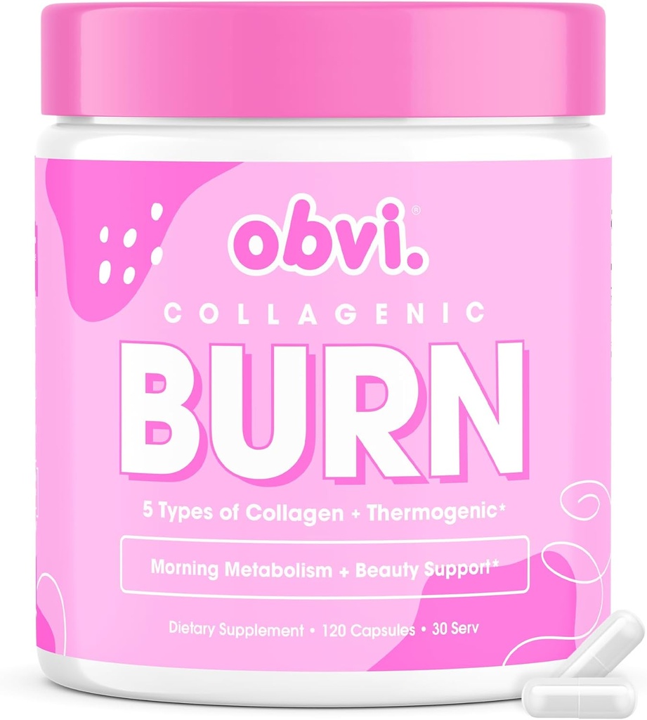 Obvi Collagenic Burn | Collagen Peptide Supplemento con Estratto di tè verde | 30 Serve (120 capsule)