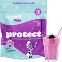Organifi Kids: Protect - Elderberry, Acerola Cherry 및 아연을 가진 아이를 위한 매일 면역 지원 - Berry flavored Immunity 분말 - 식물 기초를 두어, Vegan 및 글루텐 없음, 낙농장 또는 Soy - 15의 서빙