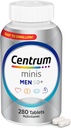Centrum Minis Silver Multivitamin for Men 50 Plus, Multivitamin/Multimineral Supplement, D3 bitamina, B-Vitamins eta Zinc, Ez-GMO Osagaiak, Adinekoen Memoria eta Kognizioa onartzen ditu - 280 Ct