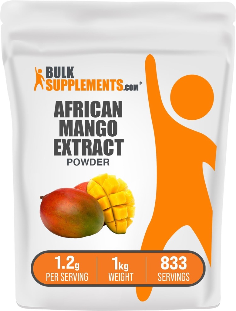 BulkSupplements.com African Mango Extract Powder - Irvingia Gabonensis, African Mango Powder - Glutenvrij, 1,2g per portie, 1kg (2,2 lbs) (verpakking van 1)