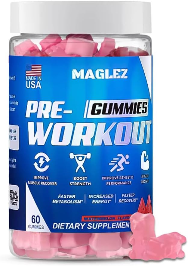 Preading Gummies for Music & Women, Precout Gammy with Beta Alanine | Organic Caflinic Caffeine | Chromeum Picoline   Glute ฟรี เวก้า, เพิ่มพลังงาน, การเผาผลาญและการฟื้นตัวเร็วขึ้น (60 gumy)
