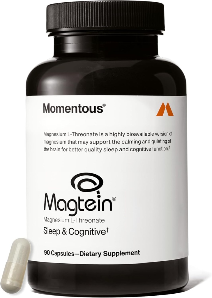 Momentous Magtein Magneziu L-Treonat - Brain & Rest Supplement - Boosts Cognitive Function & Sleep Quality - NSF Certified for Sport -145 mg - 30 Servings