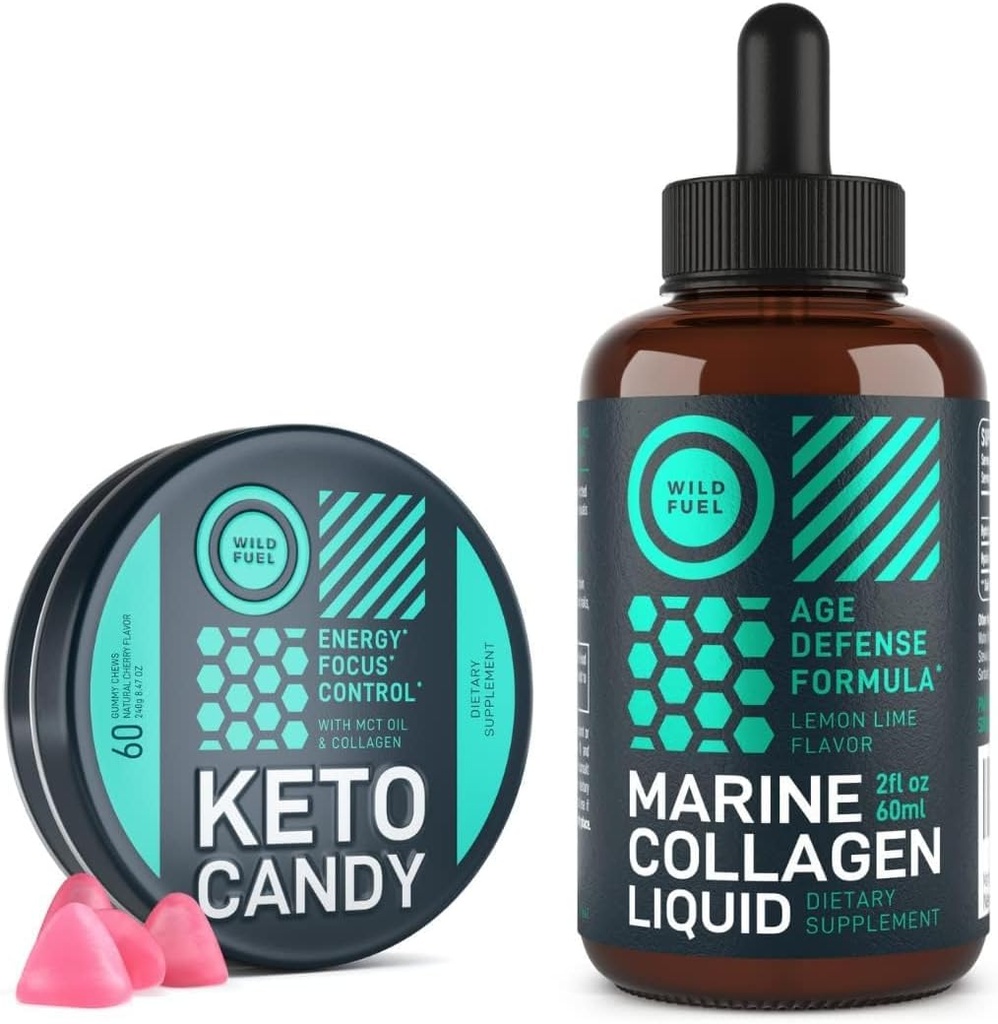 WILD FUEL Keto Candy and Liquid Collagen Marine Energy and Wellness Bundle