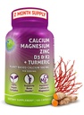 Plant-Based Calcium 500mg (Aquamin) – Vegan Calcium Magnesium Zinc D3 with Vitamin K2 & Organic Turmeric – Enhanced Bone and Muscle Health & Strength, Immune Support for Women & Men - 180 Count