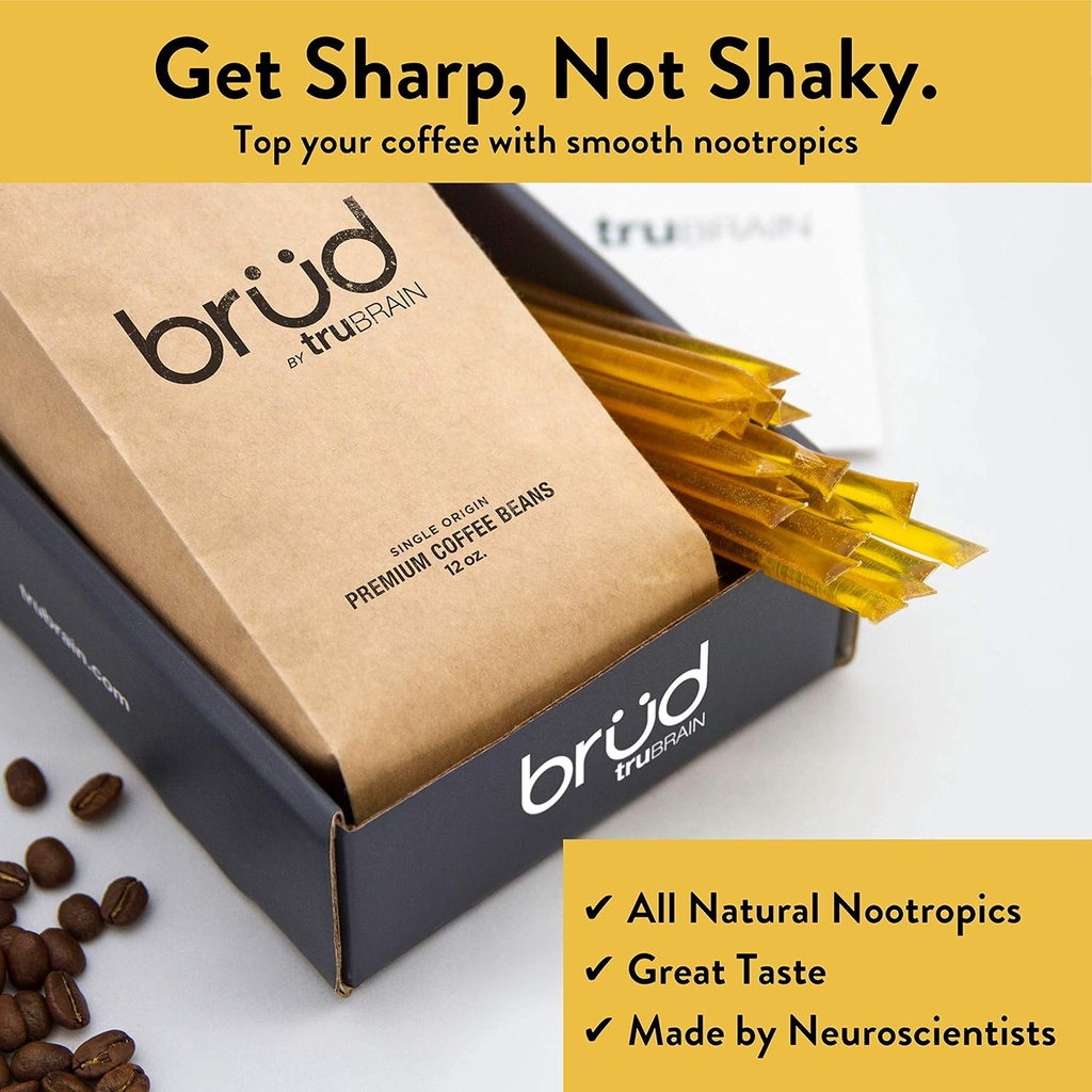 TruBrain Nootropic Coffee Enhancer - Focus, Energy, Clarity. Fast Absorbing Nootropics | Brain Boosters | Improve Memory | Stop Procrastination