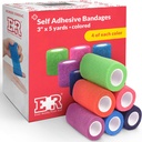 Self-Adherent Cohesive Bandages 3" x 5 Yards - 24 comtes, couleurs arc-en-ciel